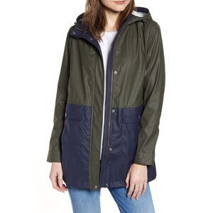 Levi's Colorblock Rubberized Coat, Size Small-Green